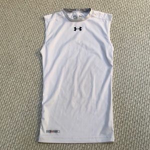 UNDER ARMOUR Sleeveless Heat Gear Training Top (White)